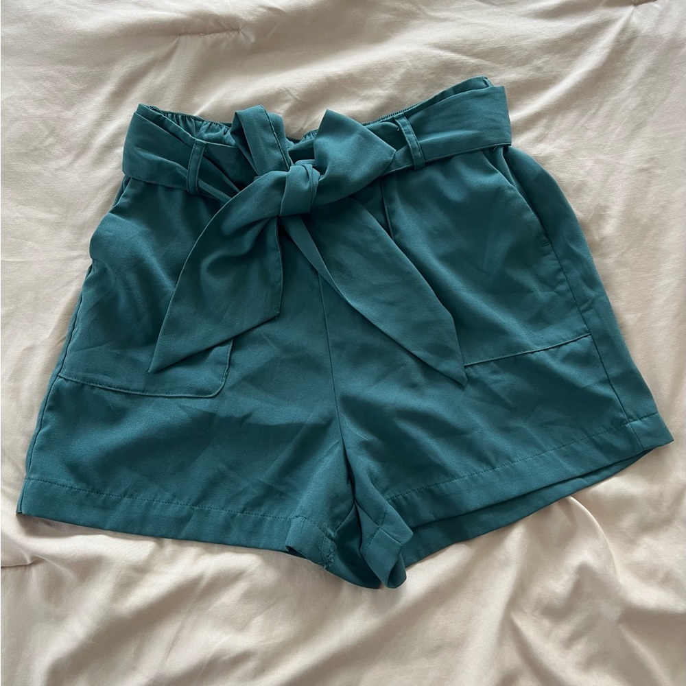 a new day Turquoise Shorts with Tie Size Small